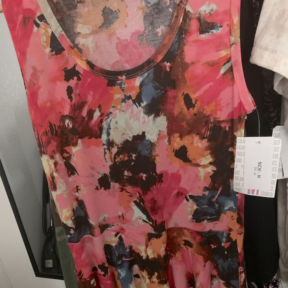 NWT lularoe pink floral Nikki dress medium